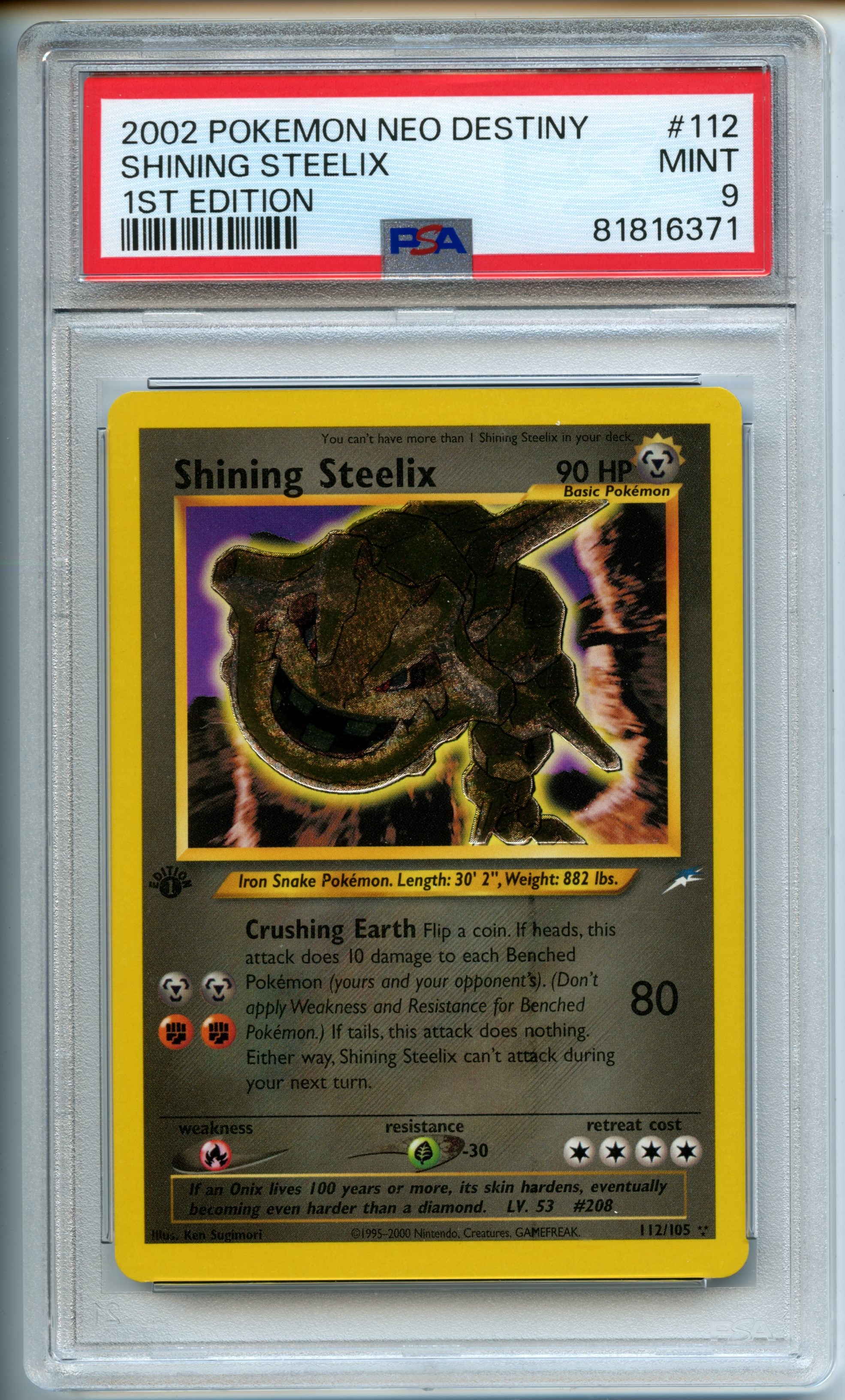 Pokémon TCG - Shining Steelix - 1st Edition Neo Destiny - PSA 9