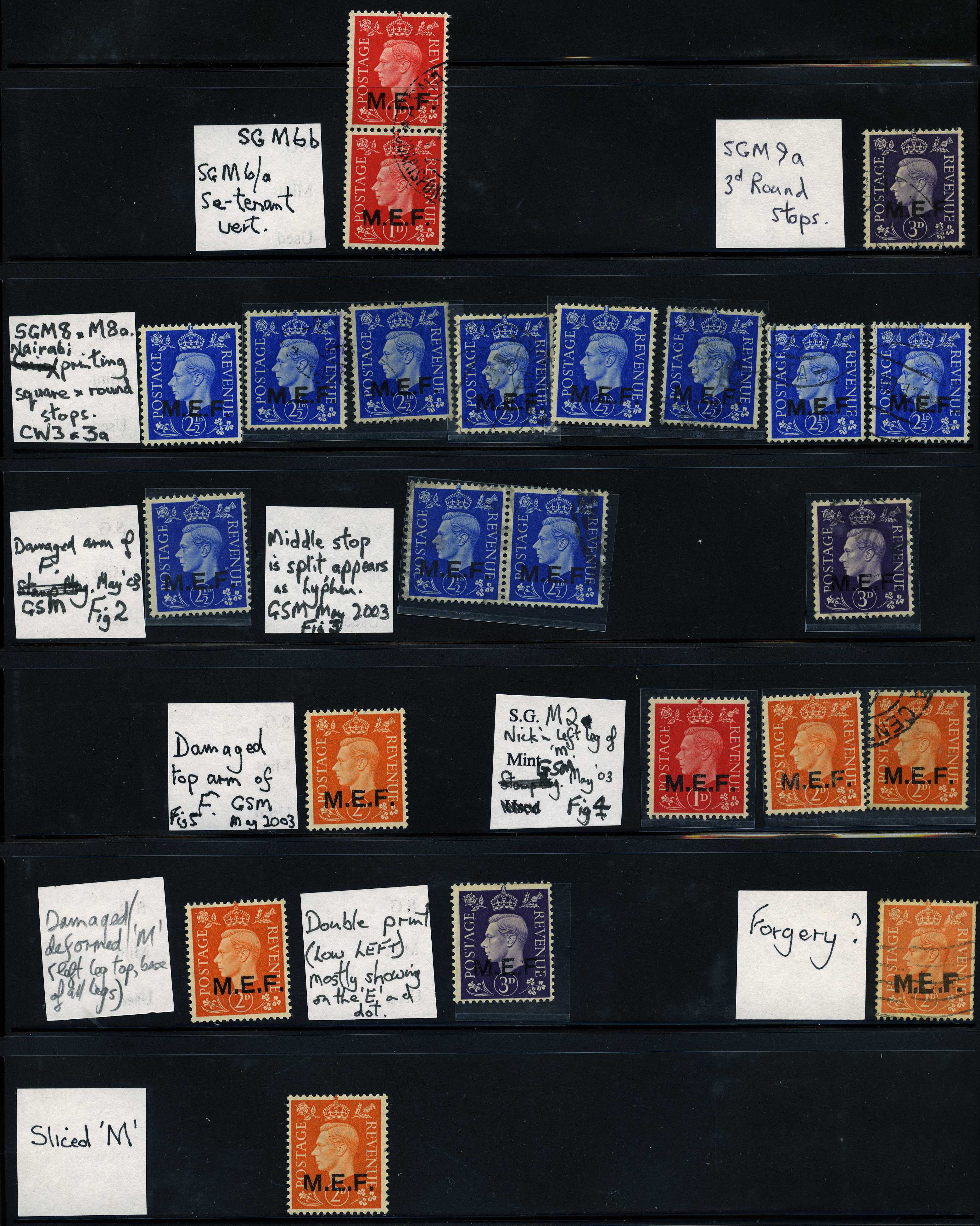 MEF 1942-3 low values group (23) with varieties