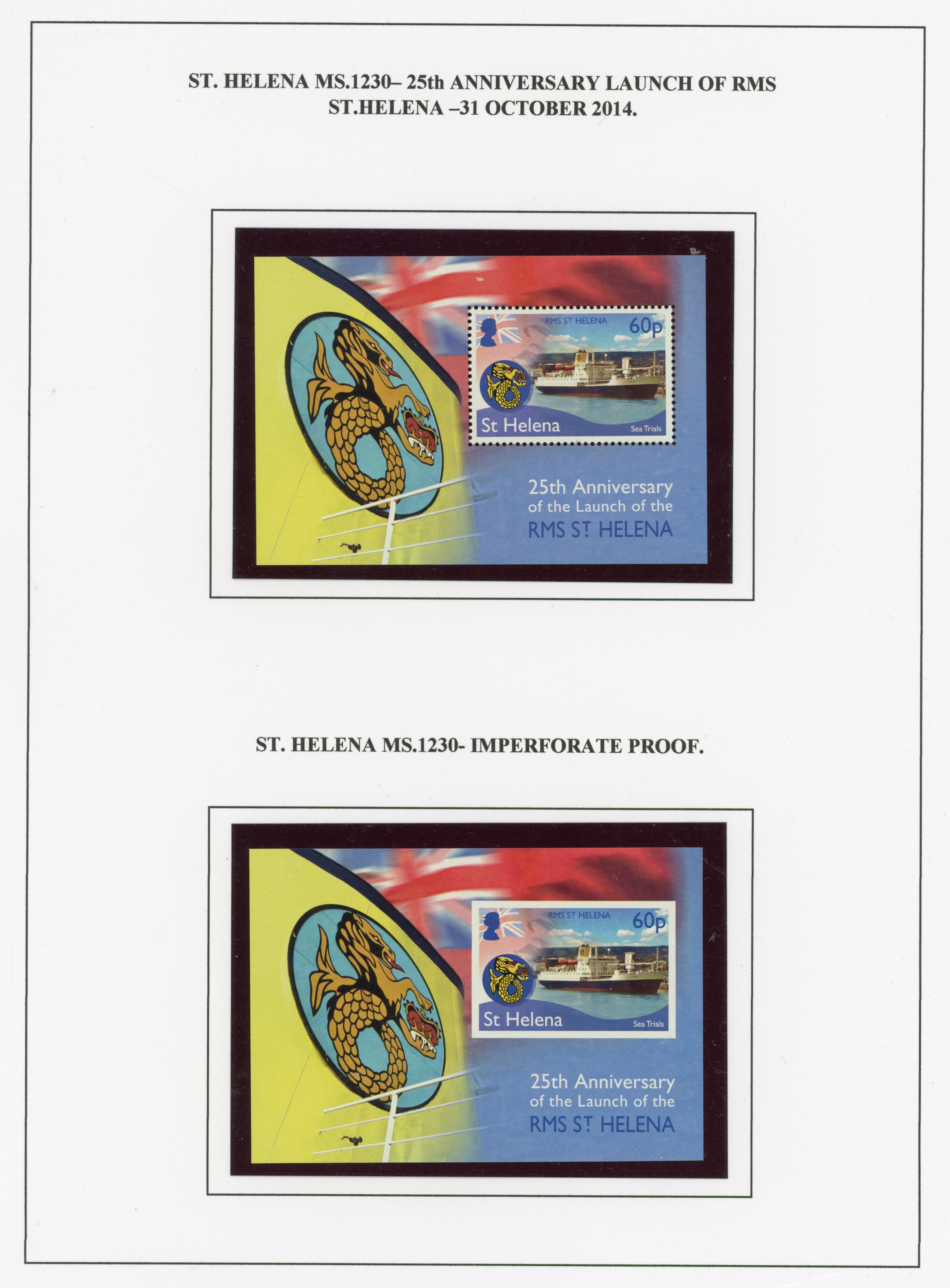 St Helena SG 1227-MS1230 imperforate proof
