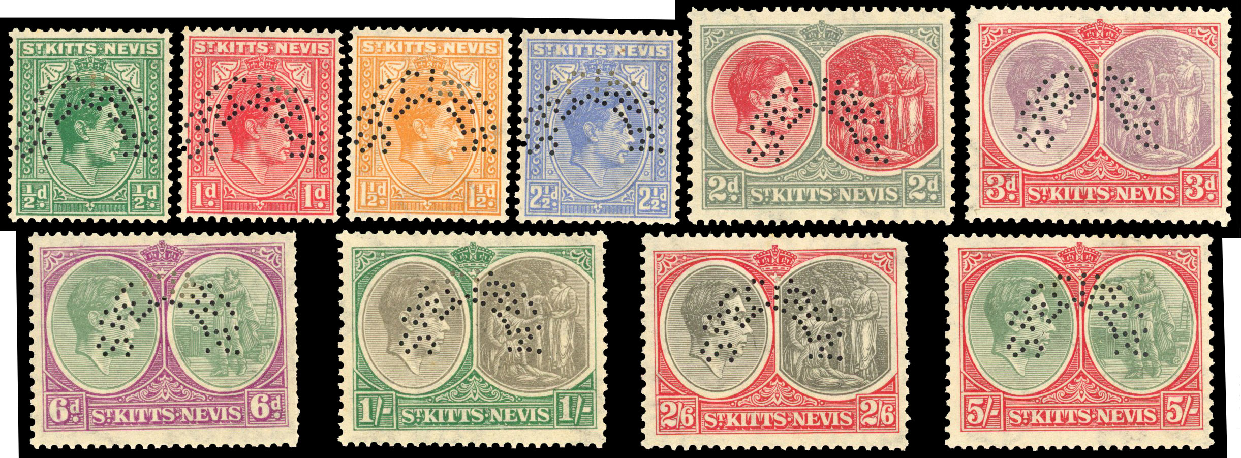 St Kitts-Nevis SG 68s/77s Specimens