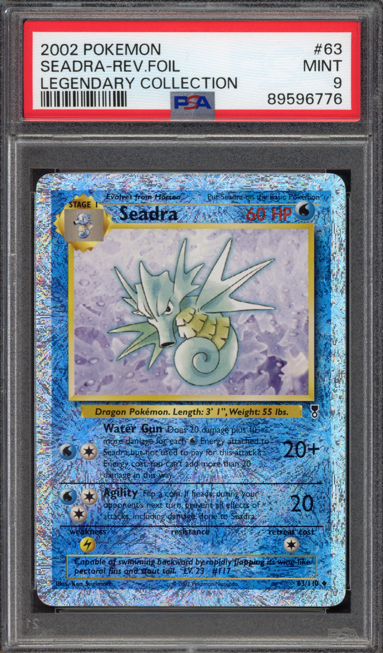 Pokémon TCG PSA 9 Seadra 63 Reverse Foil, Legendary Collection