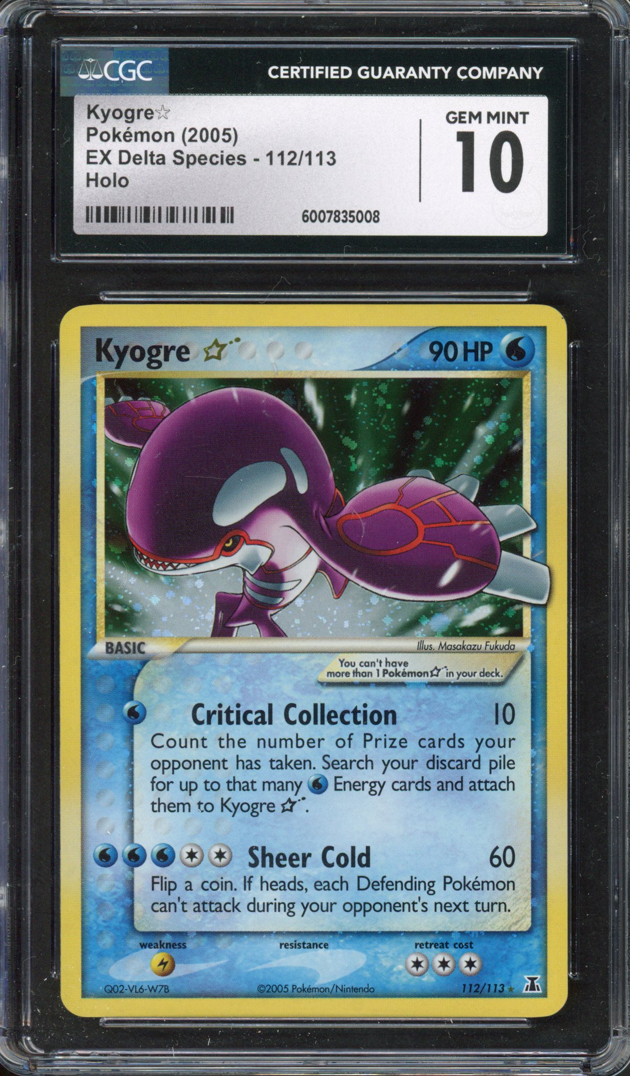 CGC 10 Kyogre ☆ Gold Star - EX Delta Species 2005 - 112/113