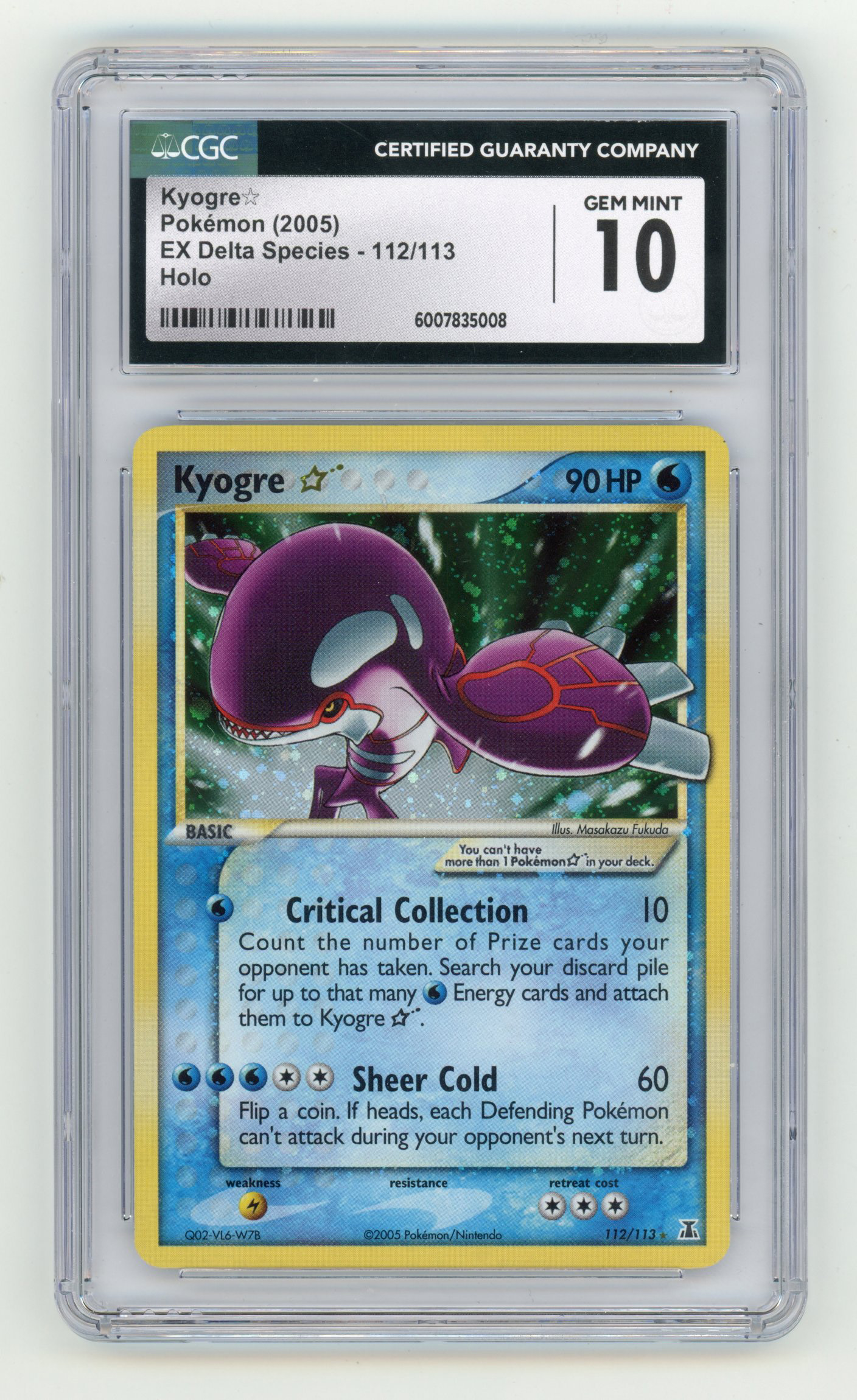 CGC 10 Kyogre Gold Star #112 Holo - EX Delta Species