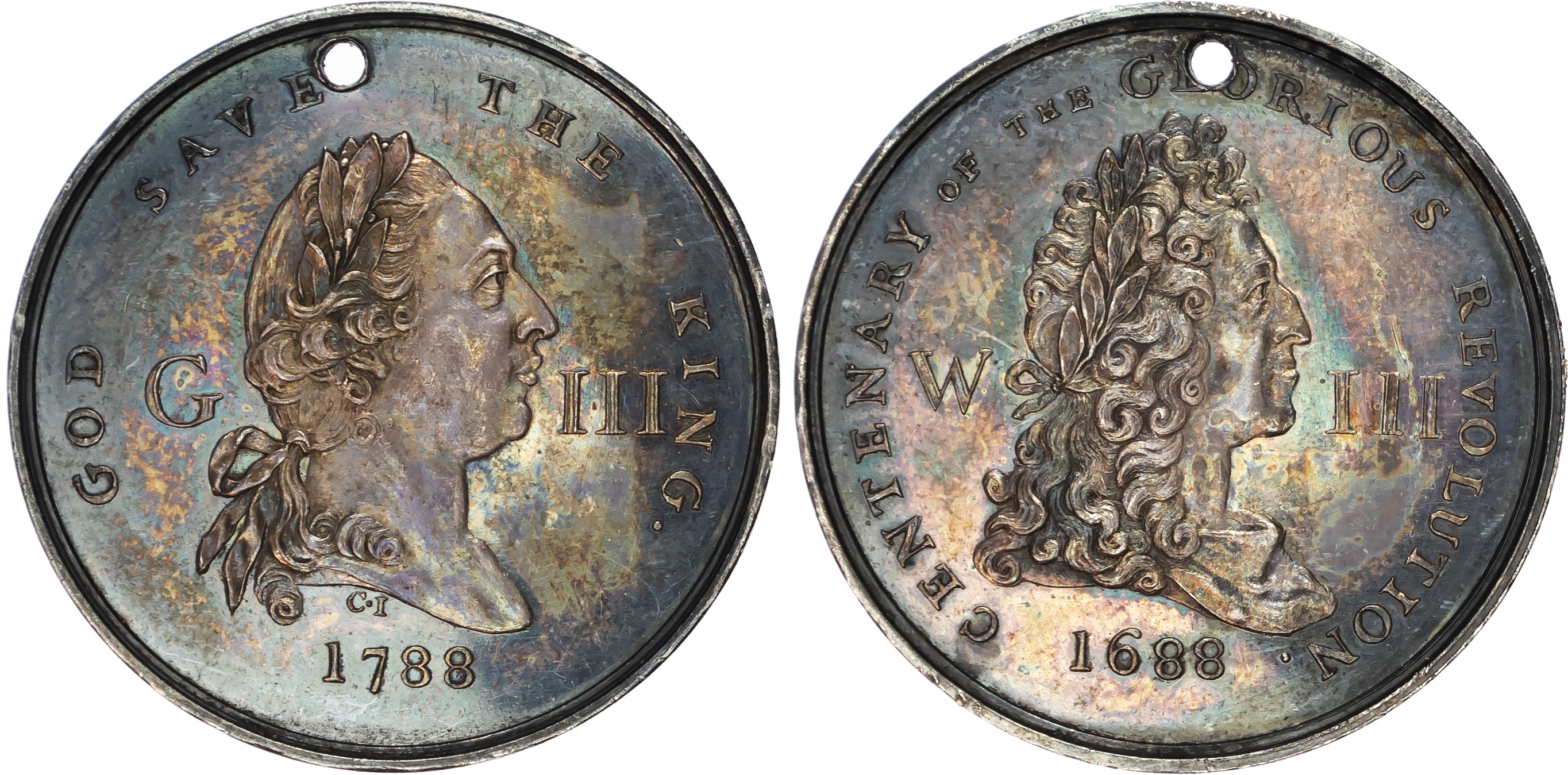 London , Political Series, Glorious Revolution Centenary silver Penny 1788. Bust of George III right, rev. Bus…