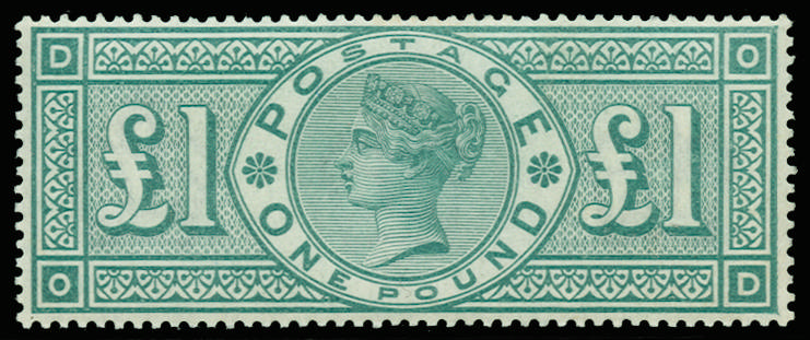 Great Britain 1891 £1 Green. Exceptionally fine and fresh unused o.g. example lettered OD, with only the slightest…