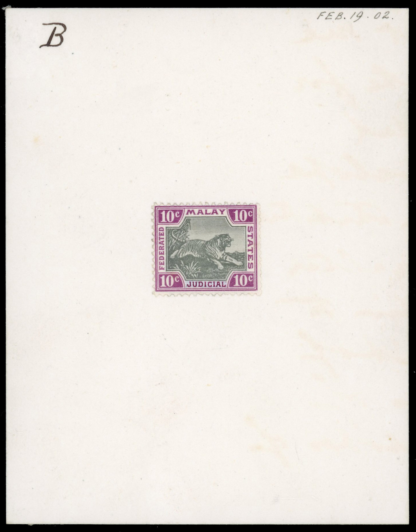 FMS Judicial 1902 10c unadopted essay ex DLR archive
