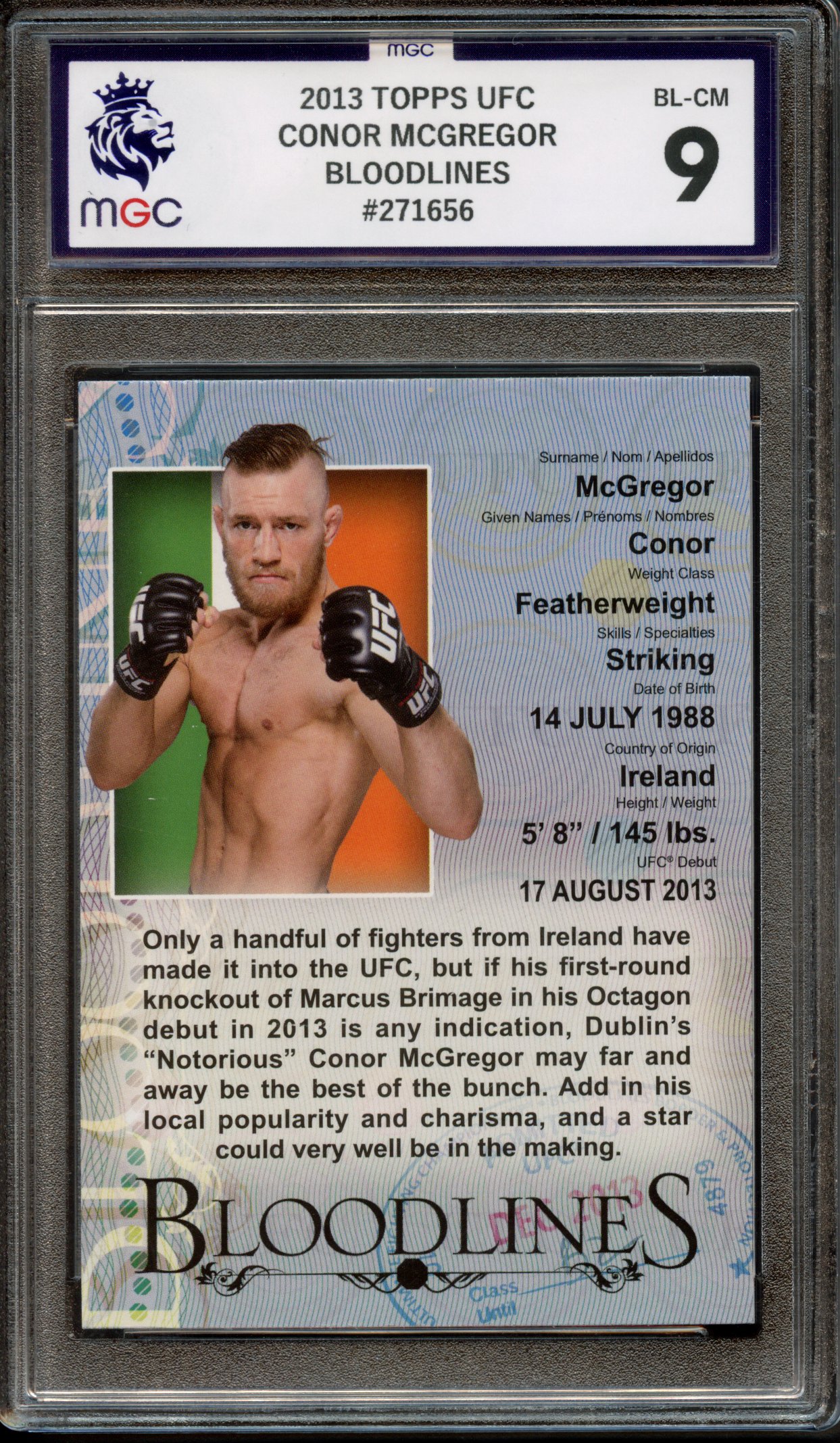 MGC 9 2013 Conor McGregor Rookie Topps UFC Bloodlines