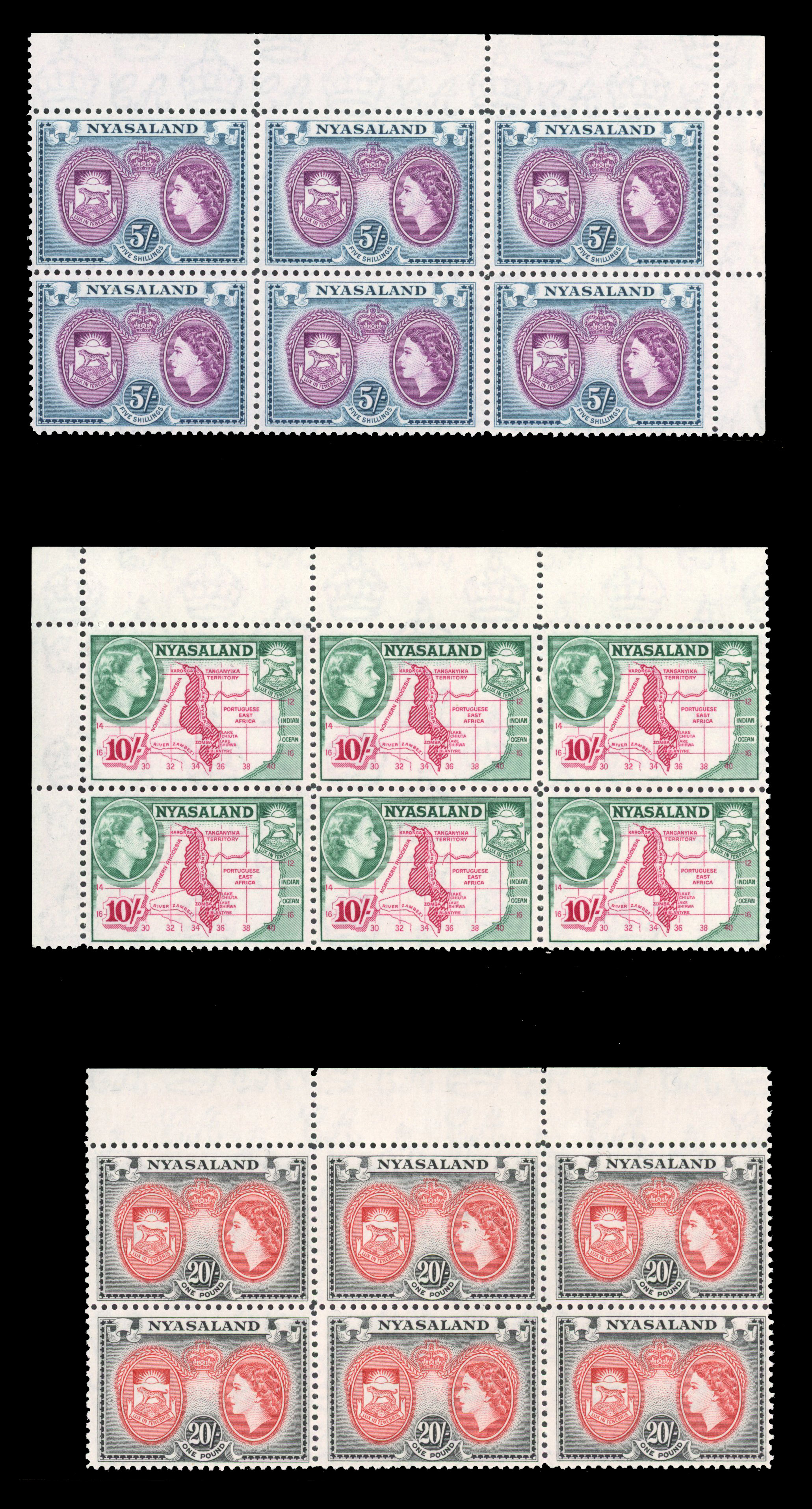 SG 173-187 in blocks of six u/m 