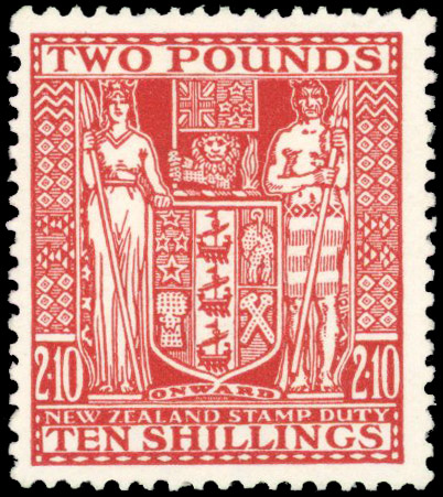 New Zealand 1931-40 Arms postal fiscal £2.10s Cowan paper