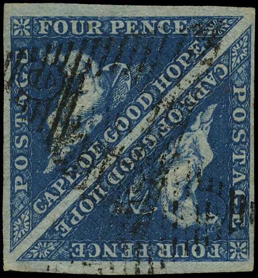 1853 4d deep blue on deeply-blued paper, a...