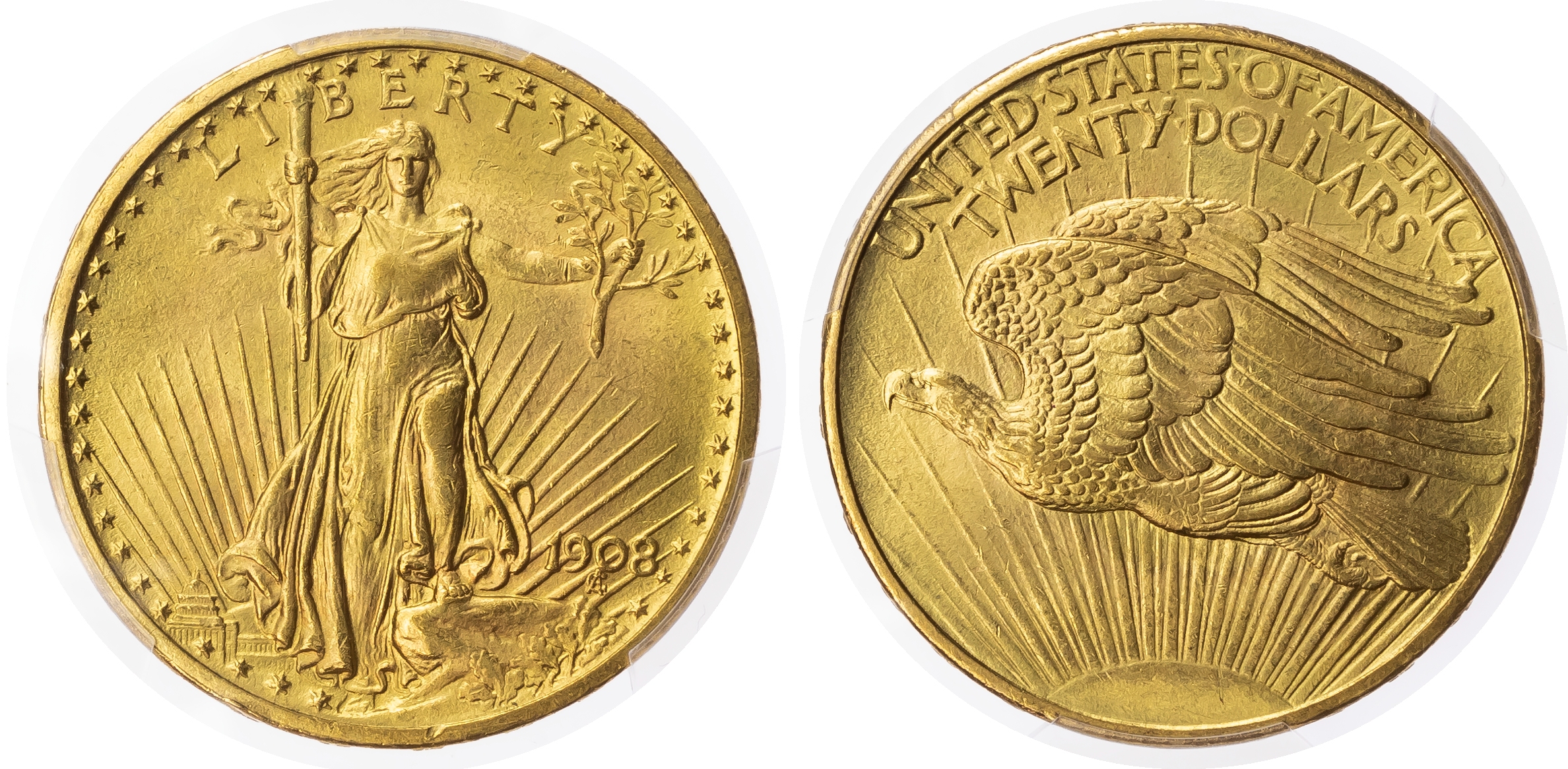 USA, Saint-Gaudens Double Eagle, gold 20 Dollars, 1908 - MS 65