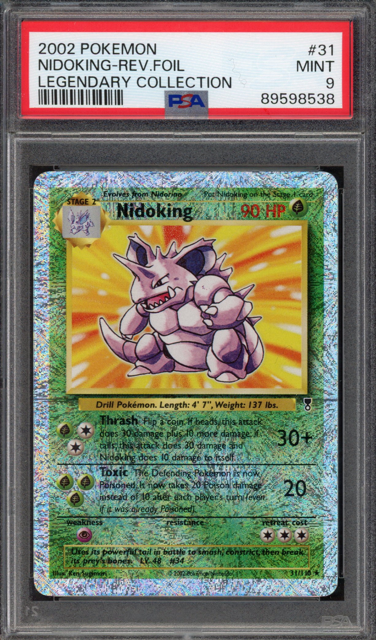 Pokémon TCG PSA 9 Nidoking 31 Reverse Foil, Legendary Collection