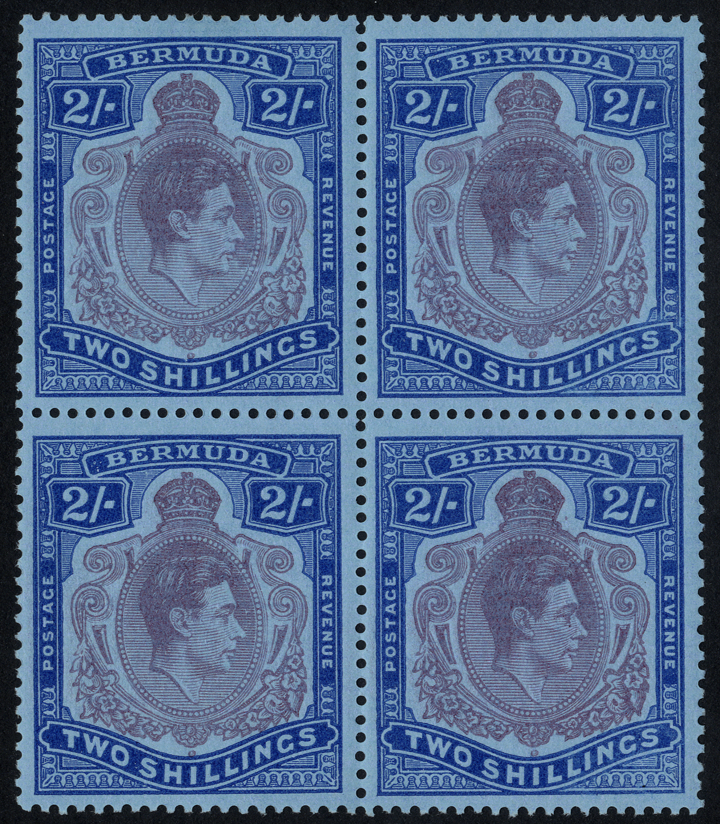 1949 (Dec.) 2/- perf 13 u/m mint block of four. SG 116e, cat...