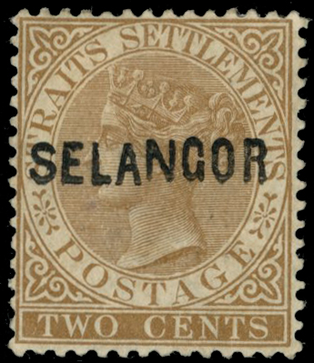 1883 2c brown, overprint type 17, part o.g. SG...