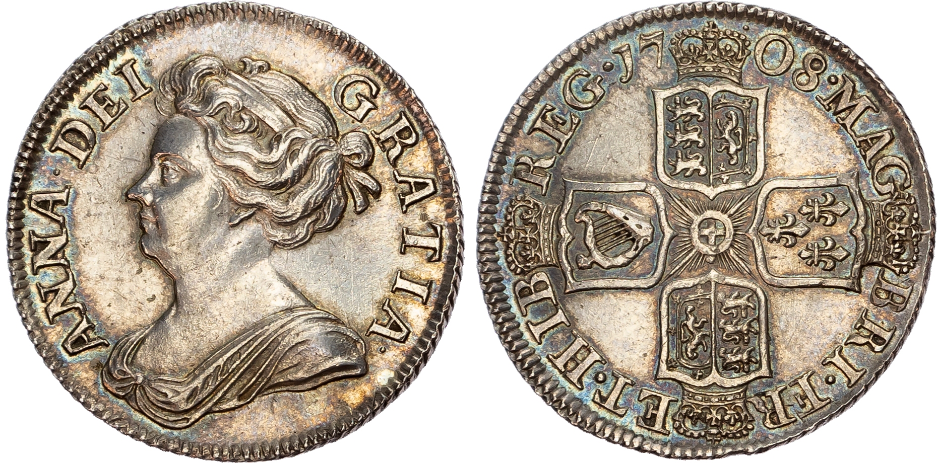 Anne (1702-1714), Shilling, 1708, post-union with Scotland. 