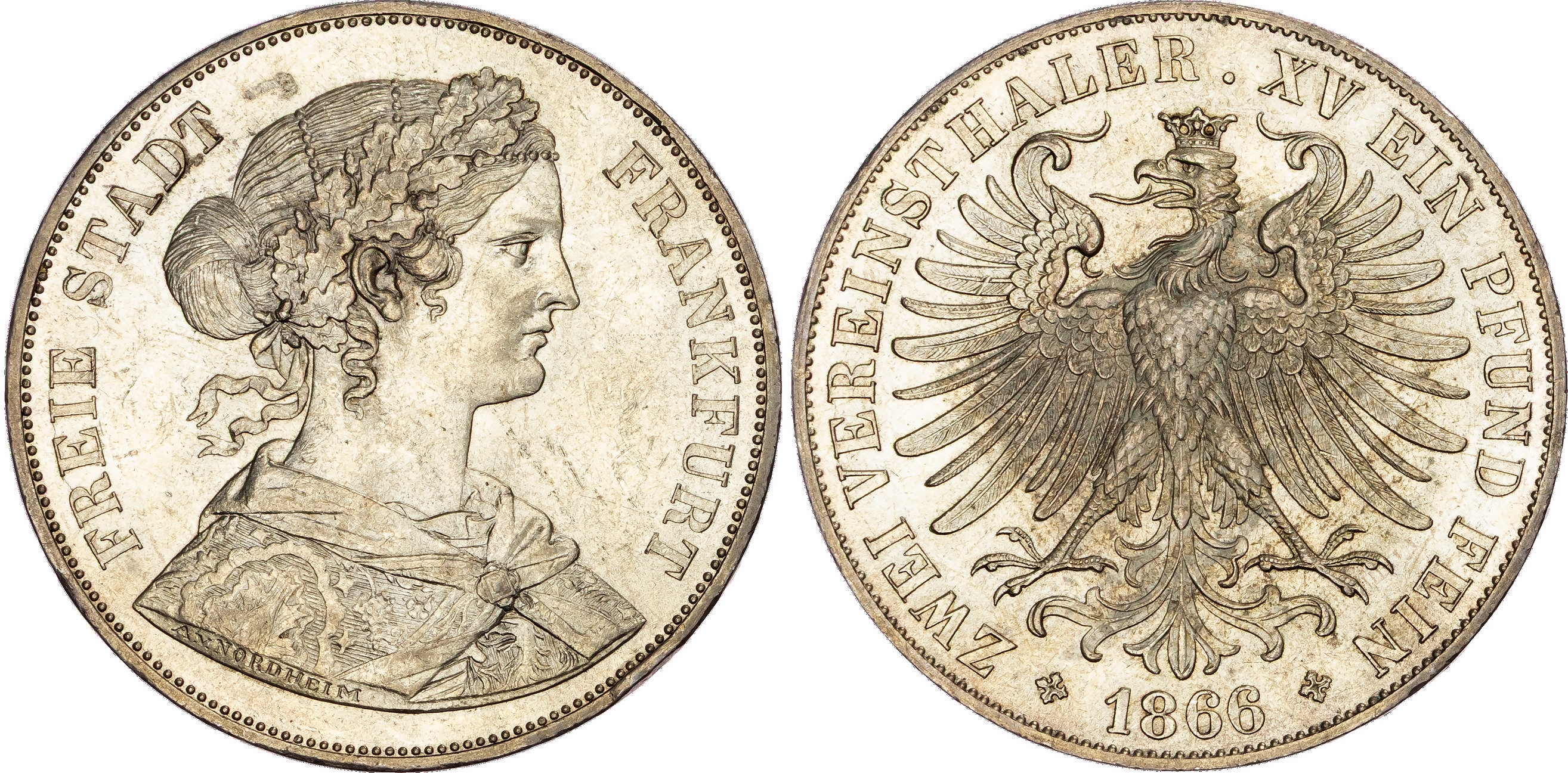 Germany, Frankfurt, silver Double Thaler, 1866