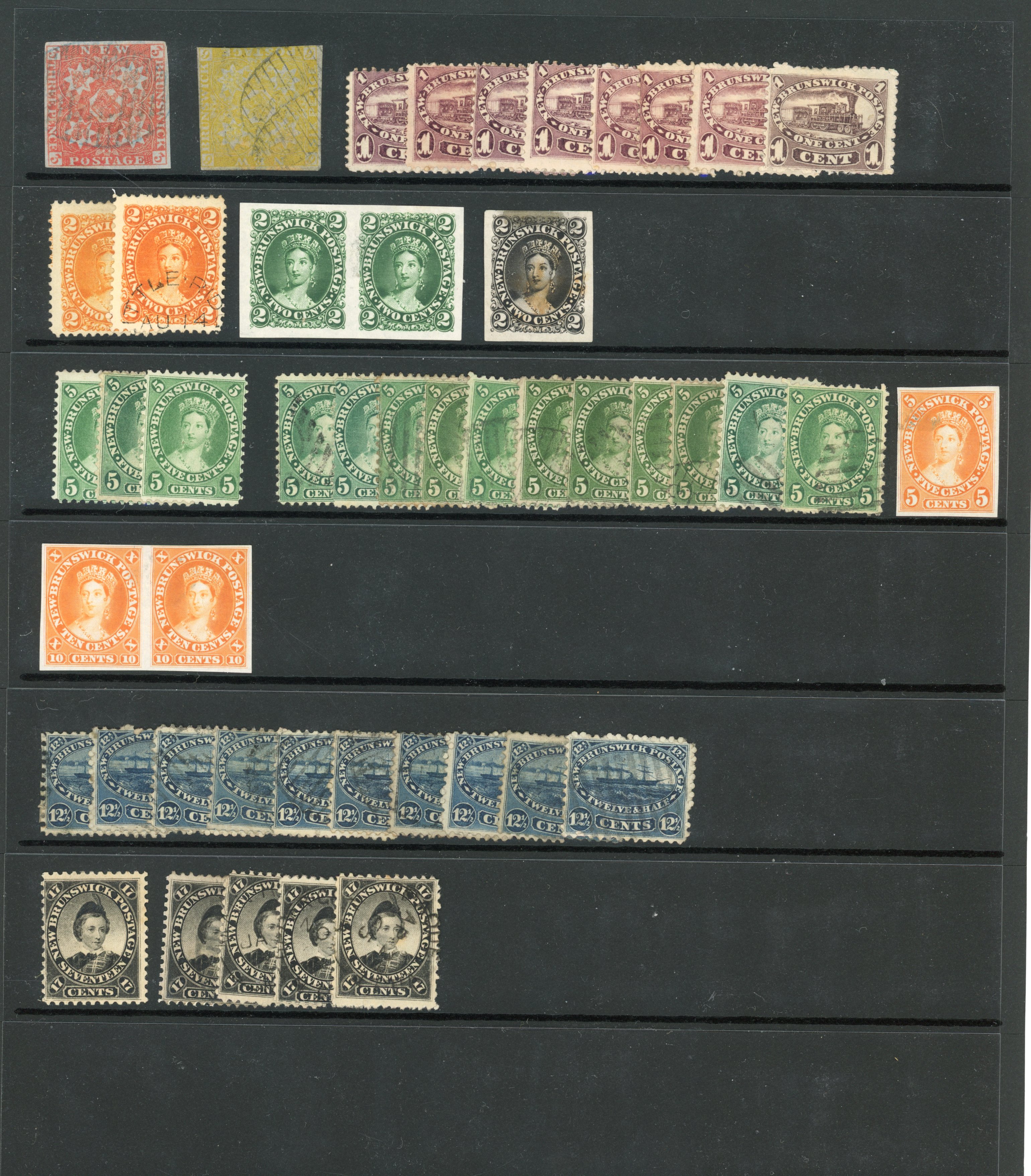 New Brunswick 1851-63 mint and used range on a Hagner