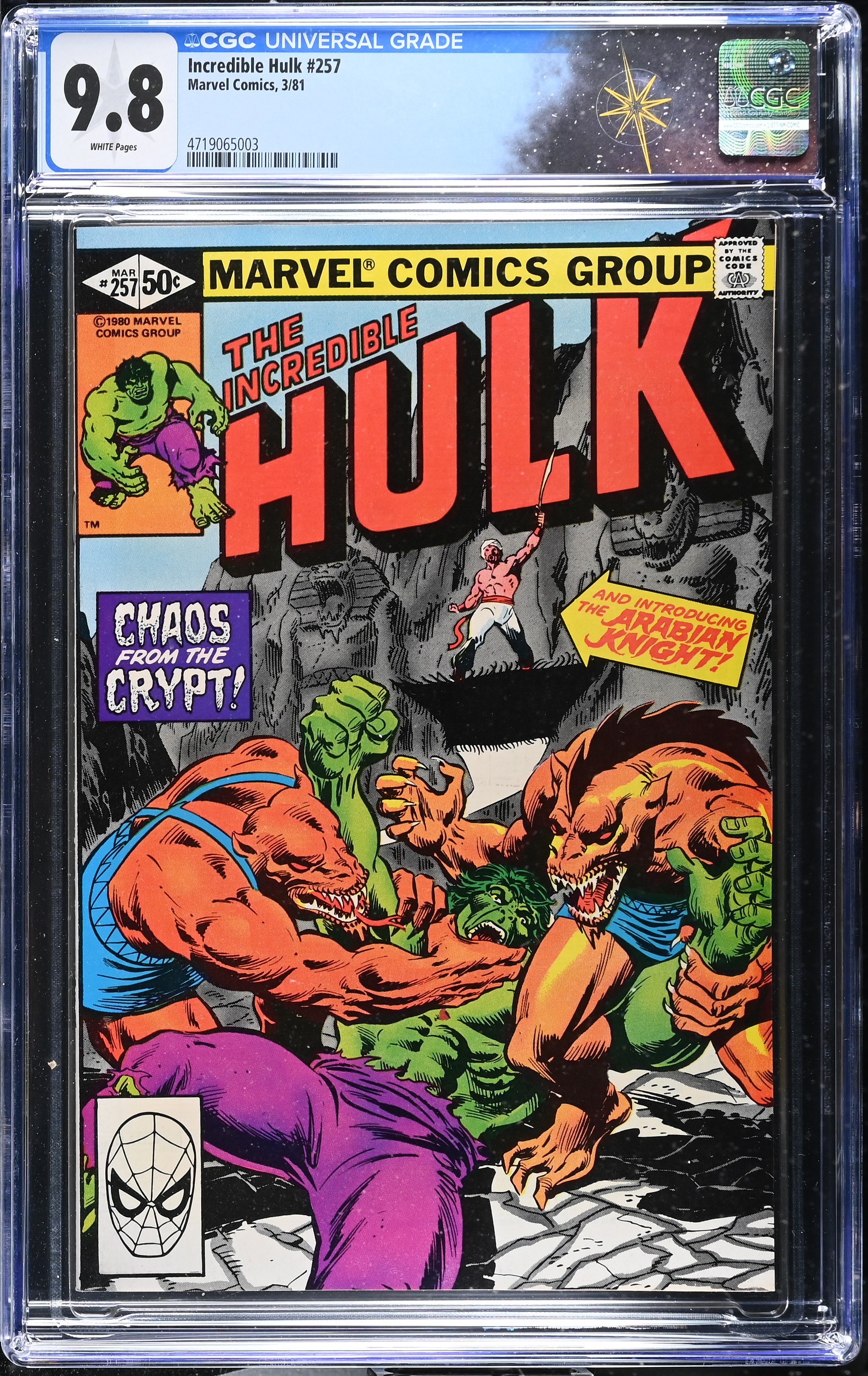 Incredible Hulk #257 CGC 9.8 Highest Grade in Census 1st Appearance of the Arabian Knight (Marvel Comics, 1981) White Pages
