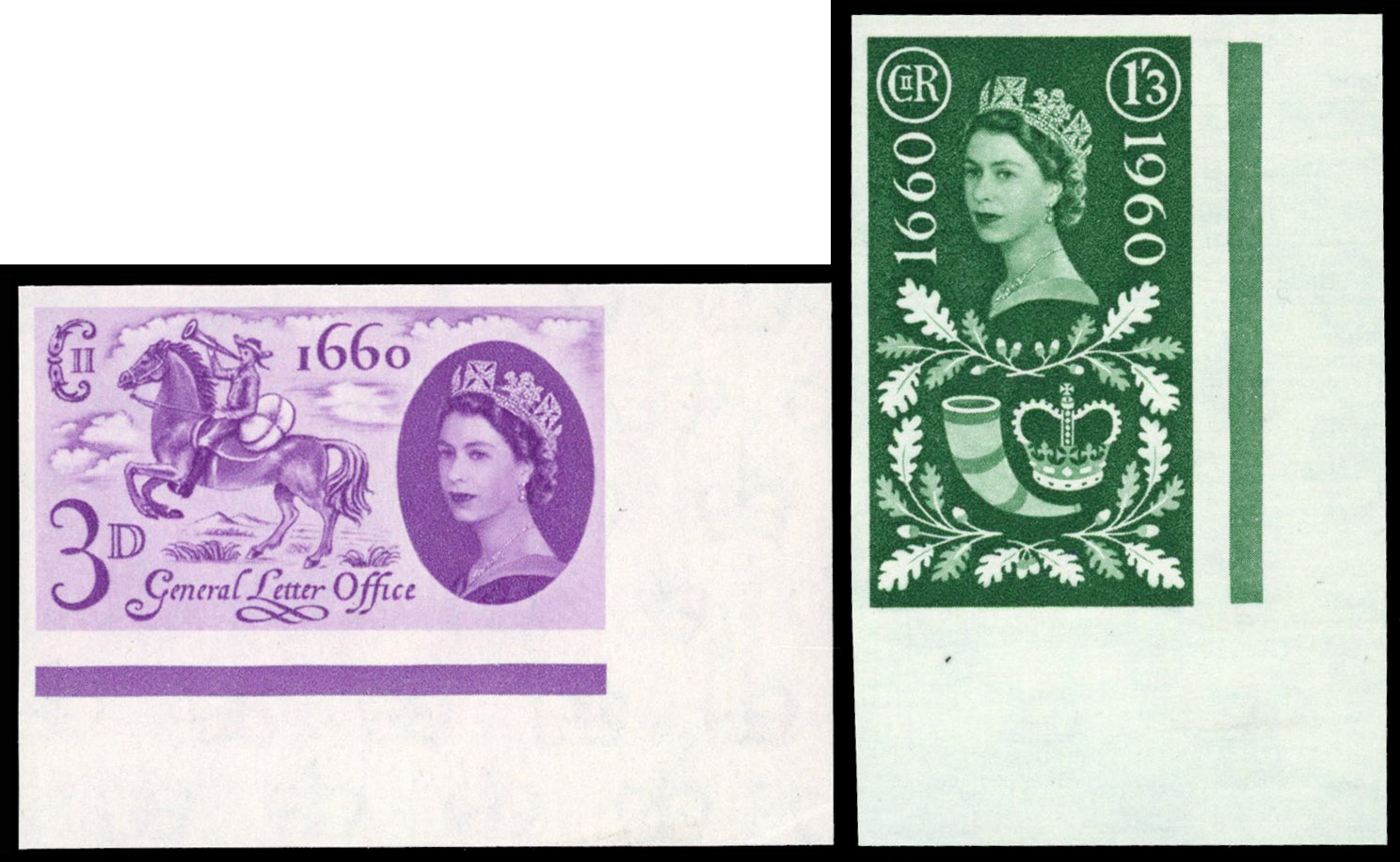 Great Britain 1960 3d-1s3d Tercentenary of establishment of General Letter Office, Set of Two, BPMA Imprimatur, SG 619/20