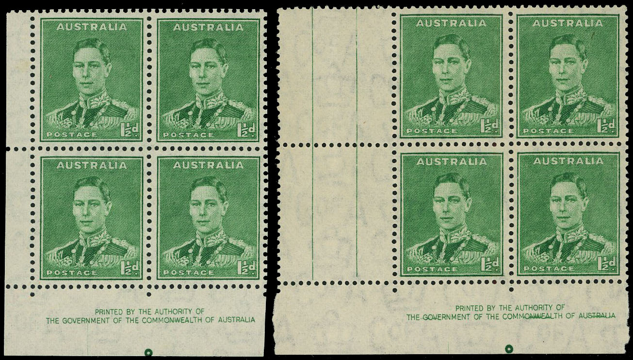 Australia SG 183 cracked plate imprint blocks mint