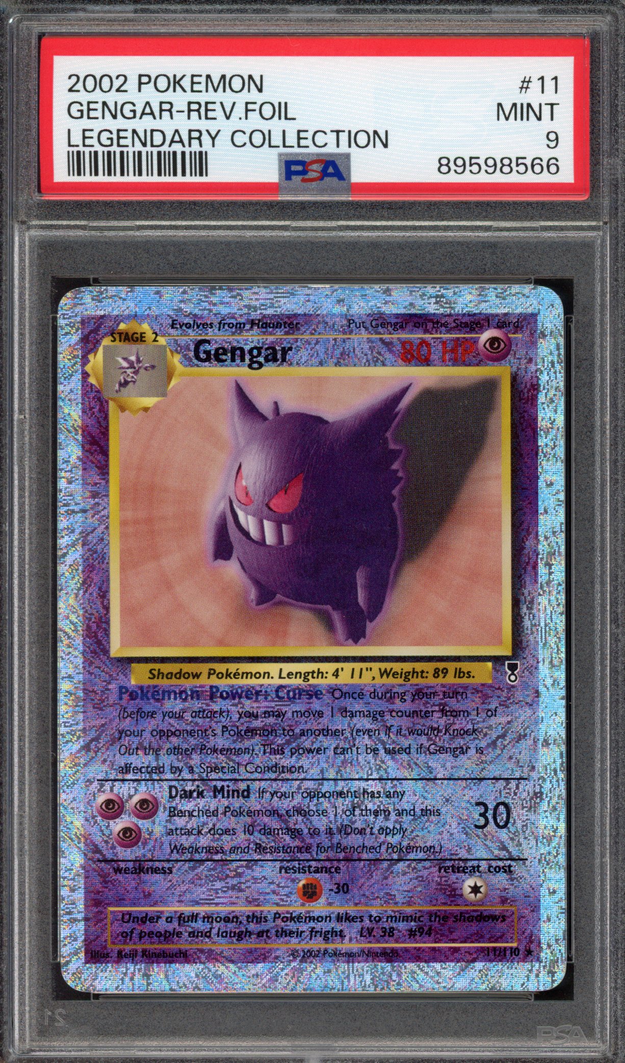 Pokémon TCG PSA 9 Gengar 11 Reverse Foil, Legendary Collection