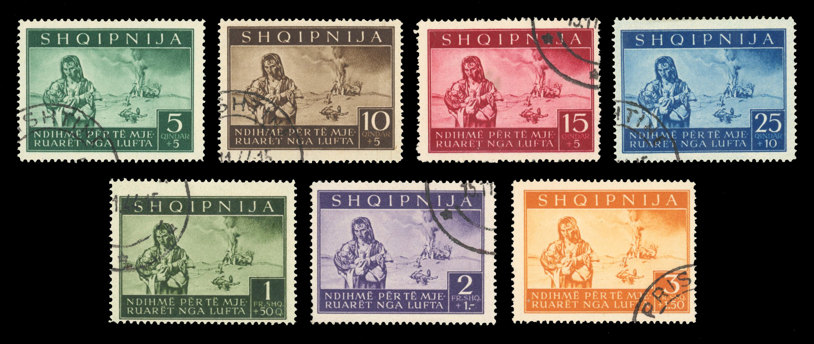 Albania German Occupation 1943 set unused and part set used plus Refugees used