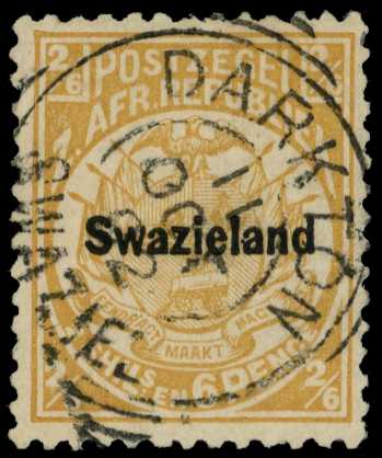 1890 2/6d buff, used by Darkton Swaziel cds...