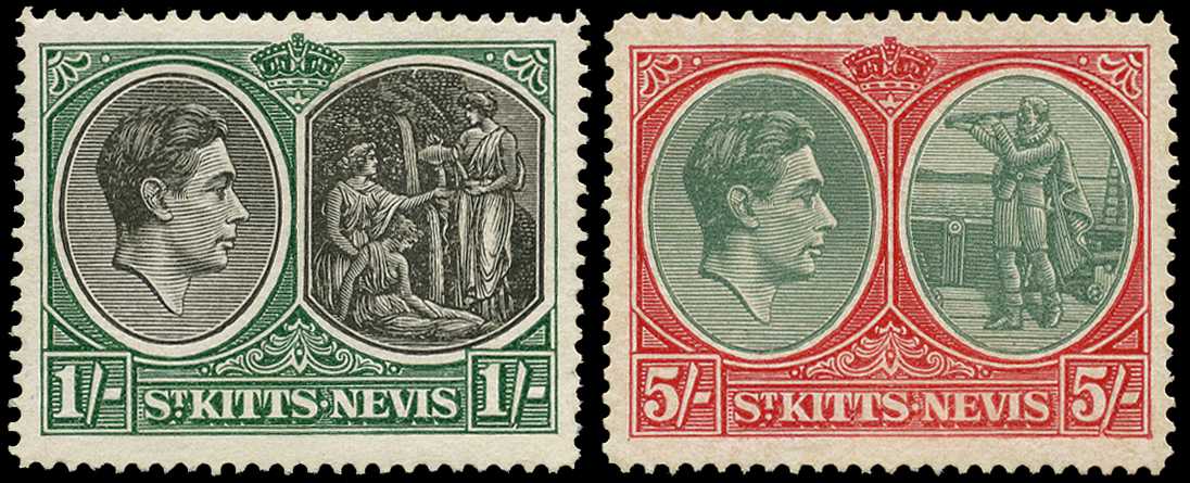 1943-9 1/- perf 14 with R3/2 break in...