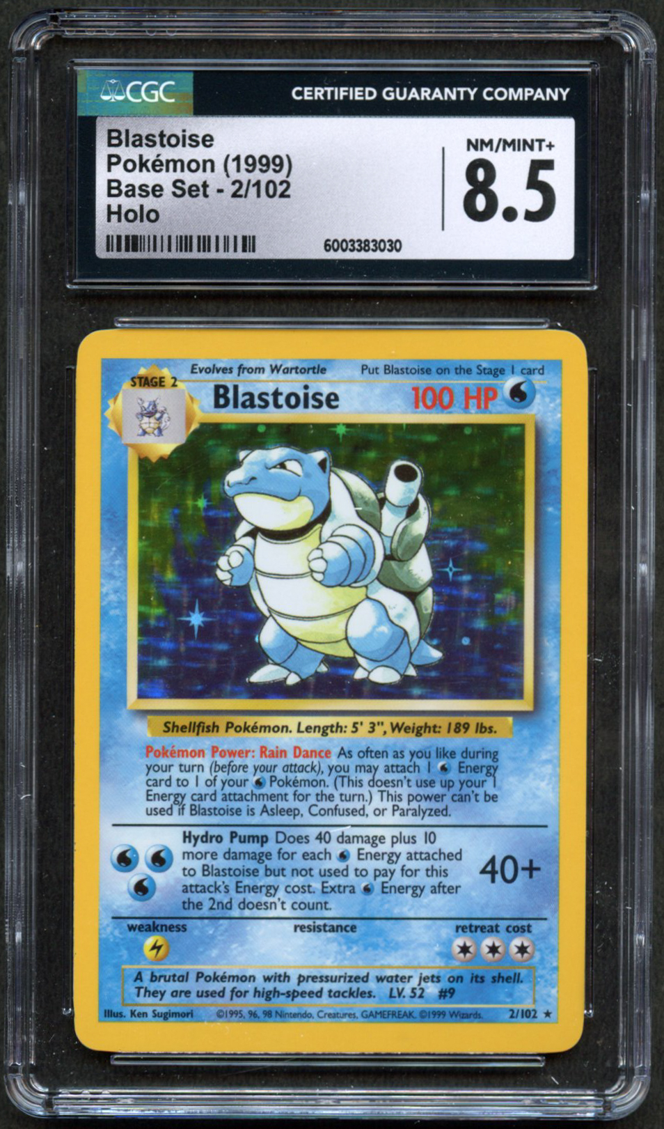 CGC 8.5 Blastoise Unlimited – Base Set (1999)