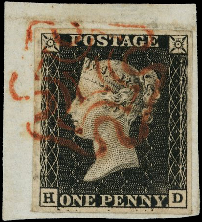 1840 1d Grey-black Pl.1a. (HD). Used