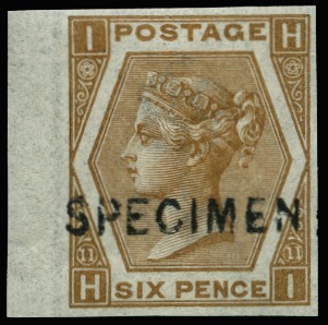 1872 6d Chestnut Pl.11. Very fine unused o.g....