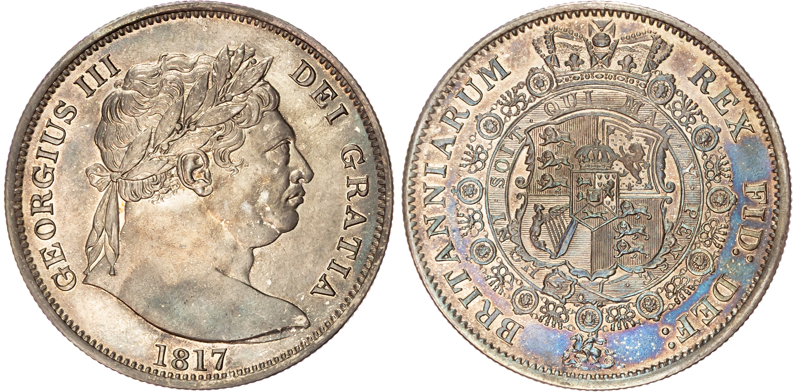 George III (1760-1820), 'Bullhead' Halfcrown, 1817