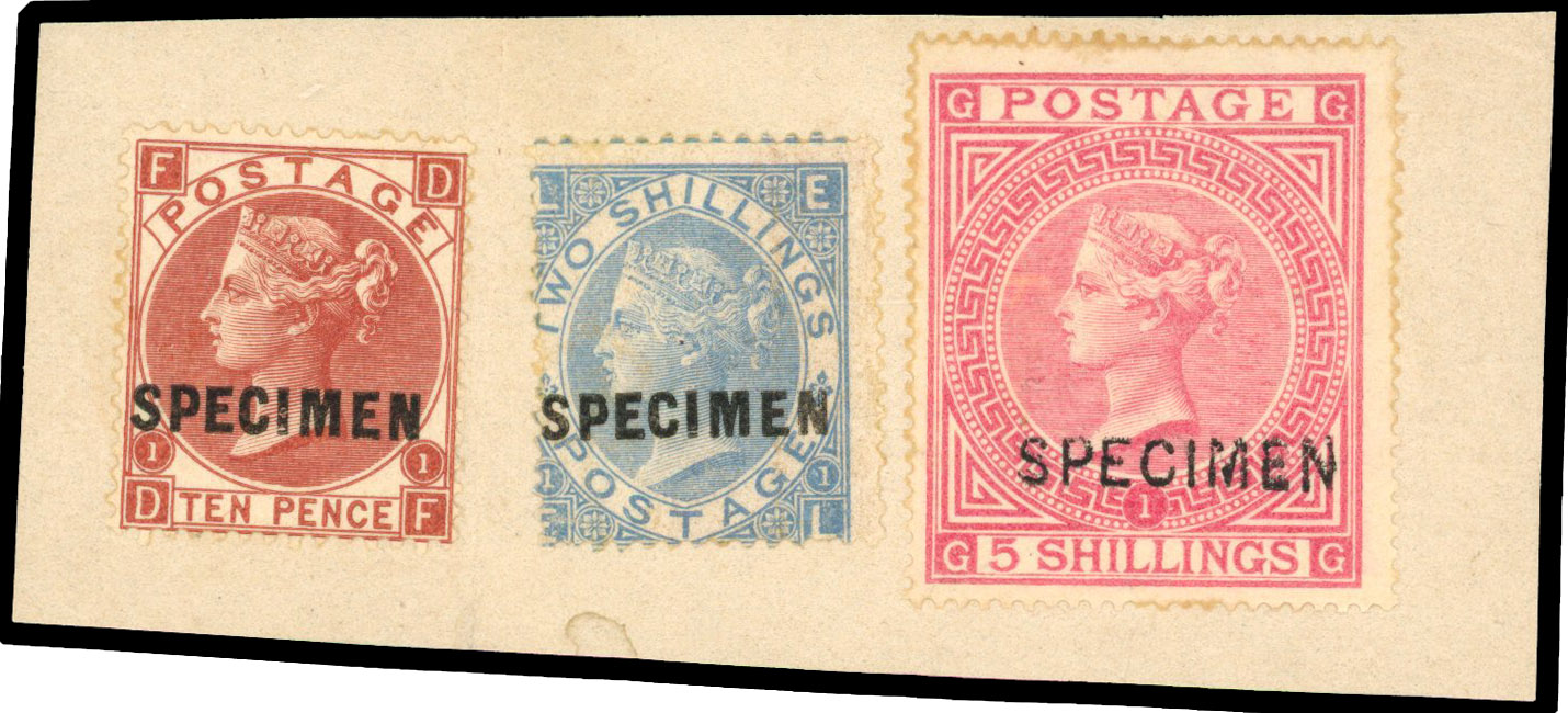 SG 112,118 126 on piece optd specimen ex Postal Notice 