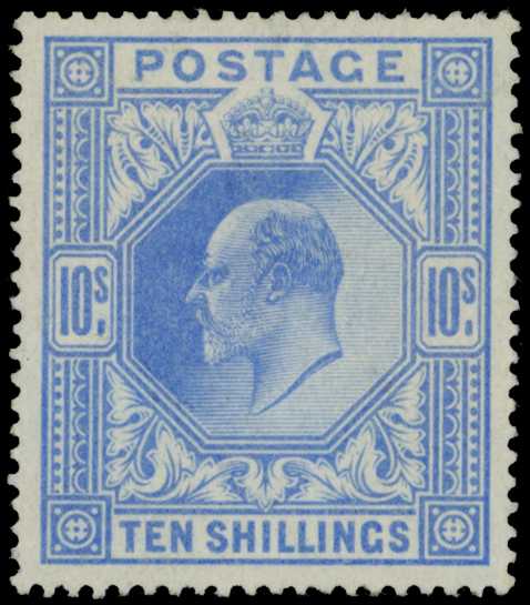 1902-10 10/- ultramarine, fresh unmounted...