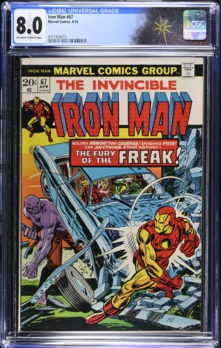 Iron Man #67 CGC 8.0 "Return of the Freak!" (Marvel Comics ,1974) Off-white to white pages