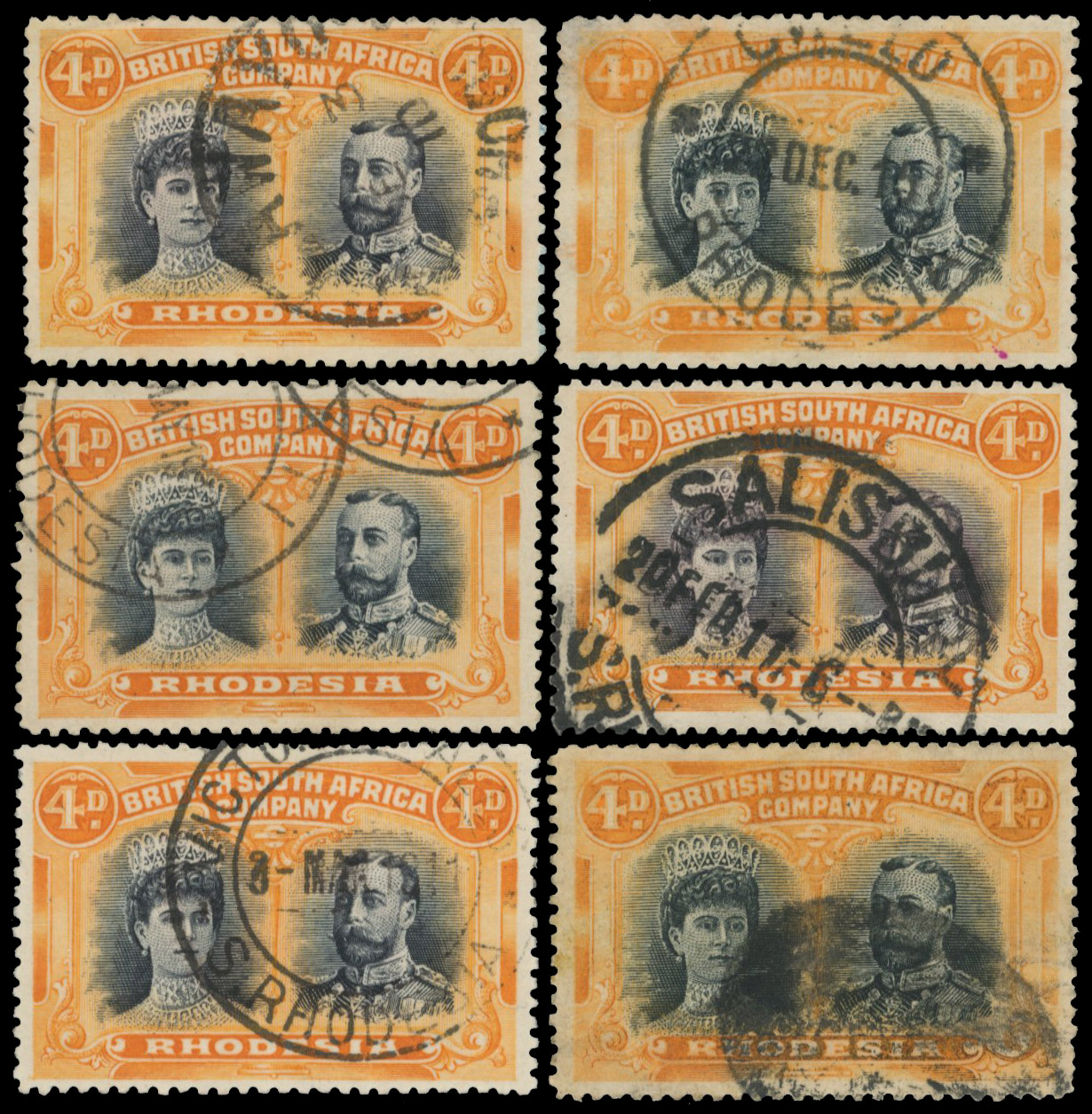 Double Head 4d SG 138 postmarks