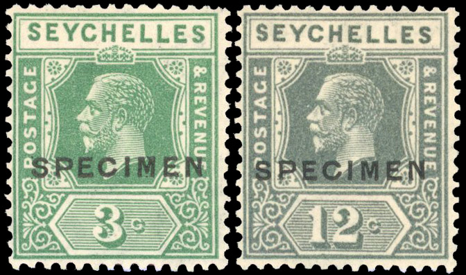 Seychelles SG 99 and 107var SPECIMEN