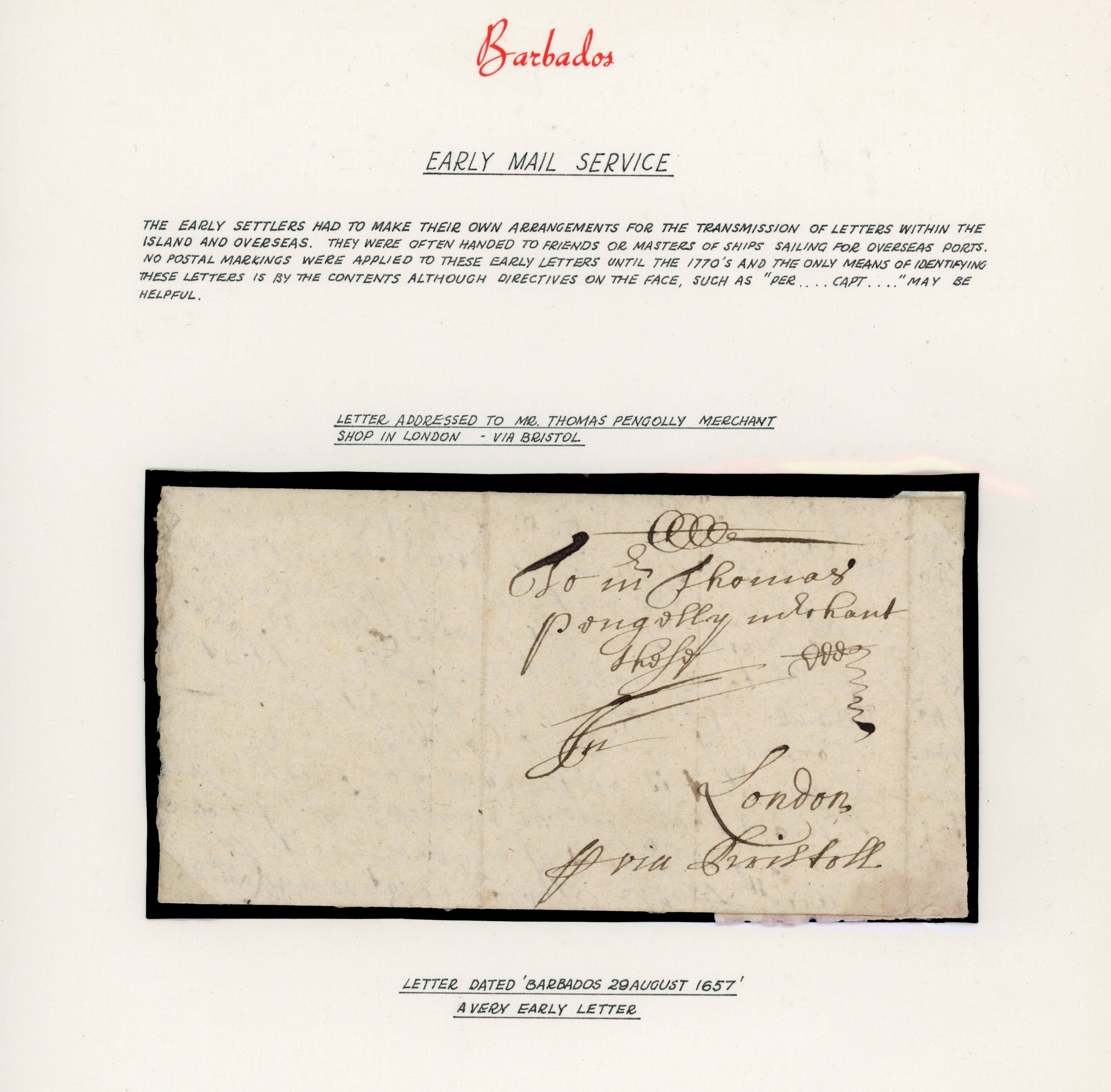 Barbados 1657 early letter to London 