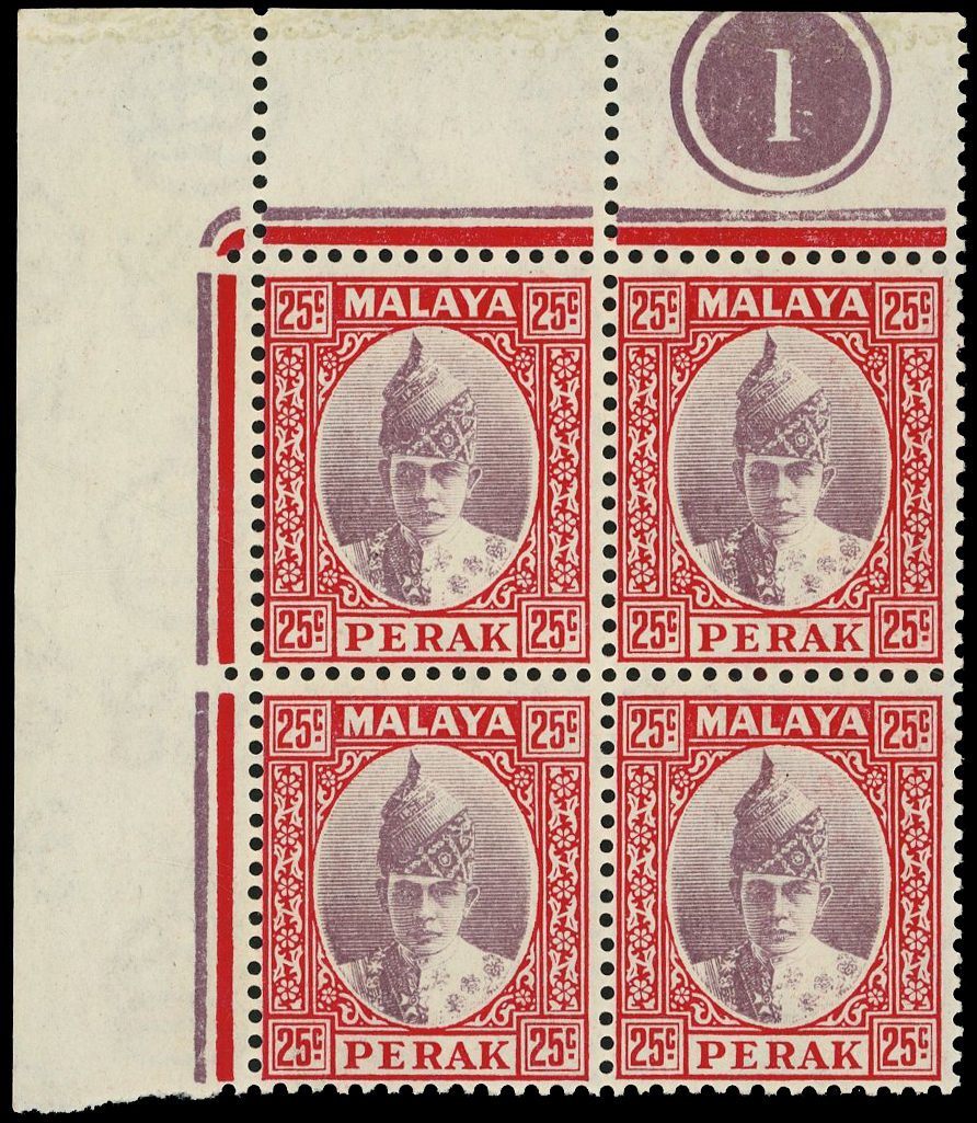 Perak SG 115 Plate block mint