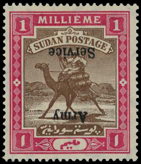 ARMY SERVICE: 1906-11 1m brown and carmine...
