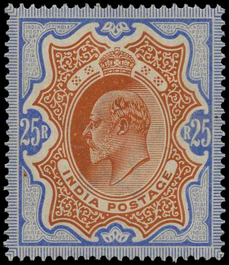 1909 25r brownish orange and blue, large...