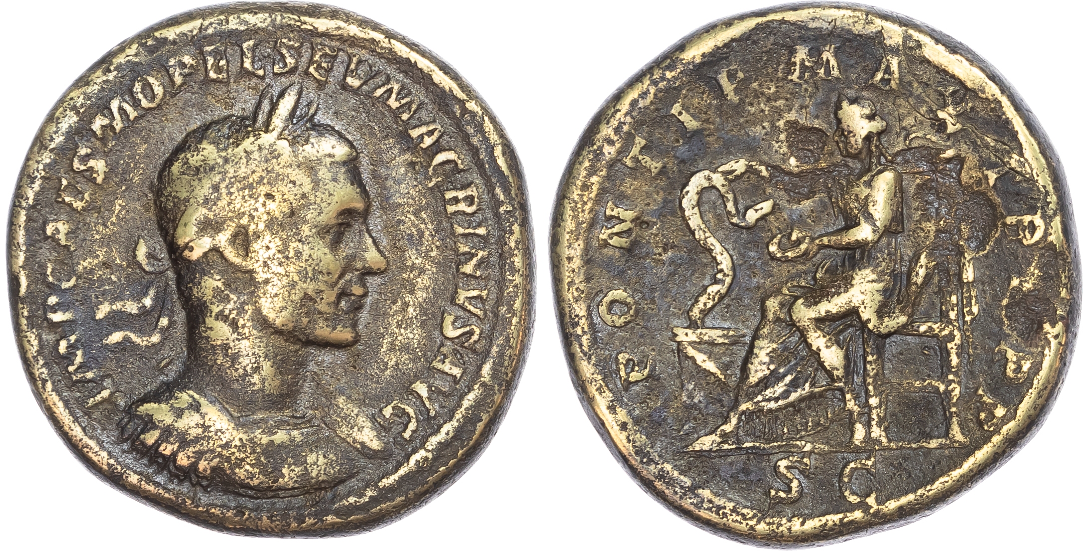 Macrinus (AD 217-218) AE Sestertius, Rome, AD 217, 28.87g. 