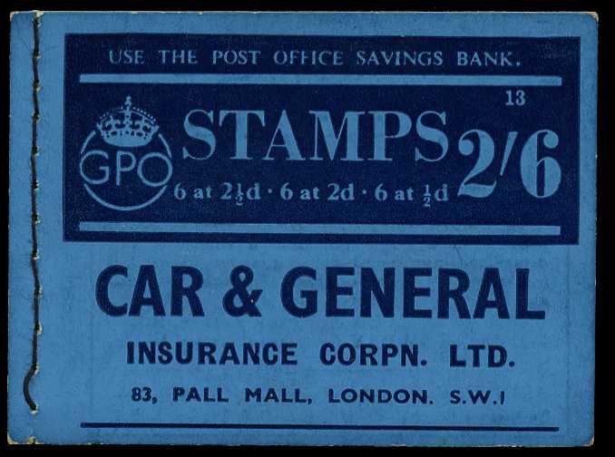 1940 (October) 2/6d booklet (#13), ½d pane...