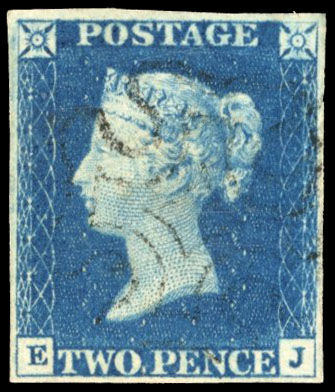 GB 1840 2d blue Plate 1 EJ fine used SG 5