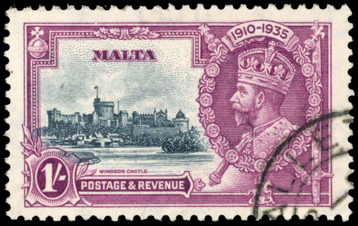 1935 1s Silver Jubilee extra flagstaff variety fine used SG 213a