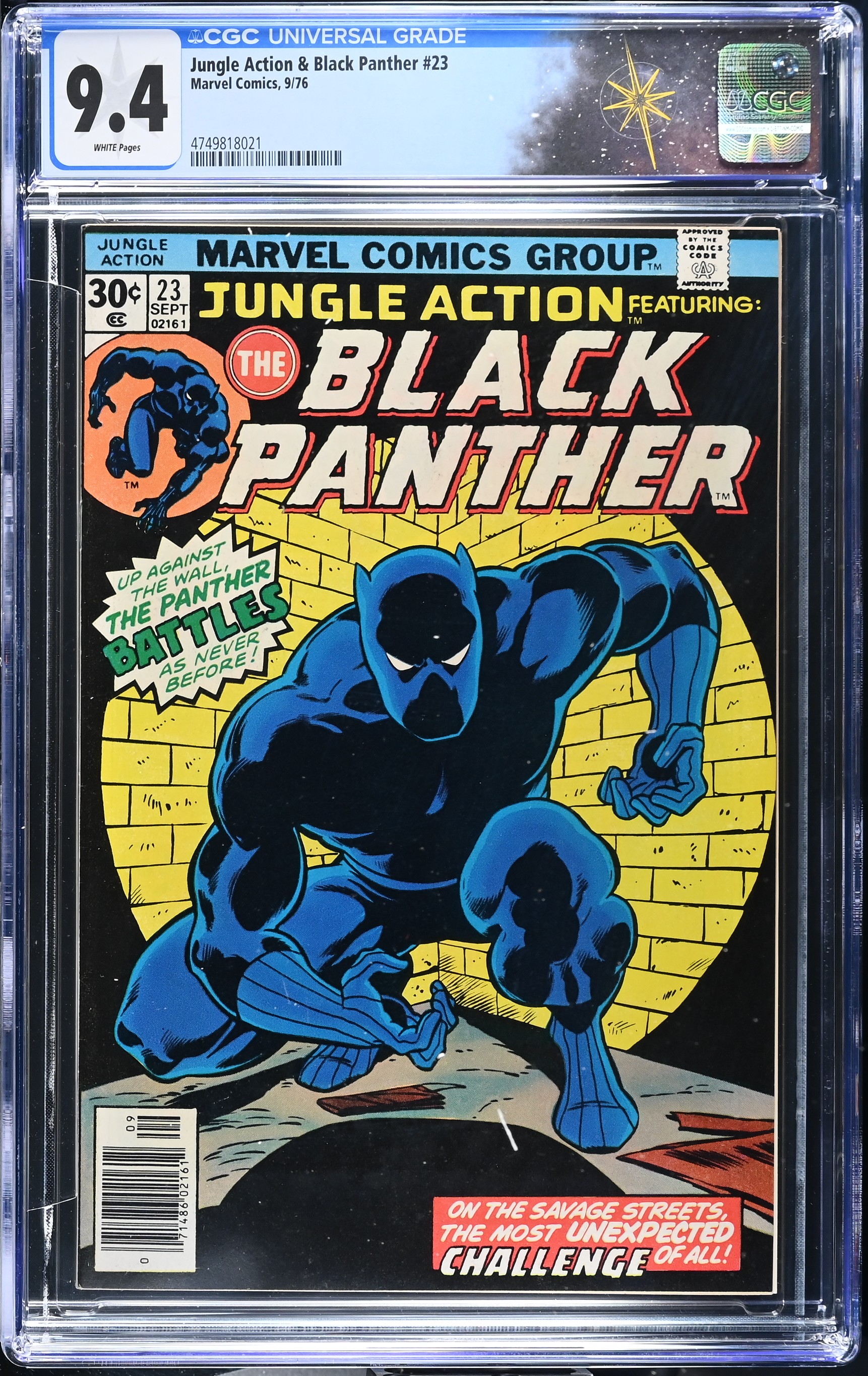 Jungle Action & Black Panther #23 CGC 9.4 Iconic Cover by John Byrne & Dan Adkins (Marvel Comics, 1976) White Pages