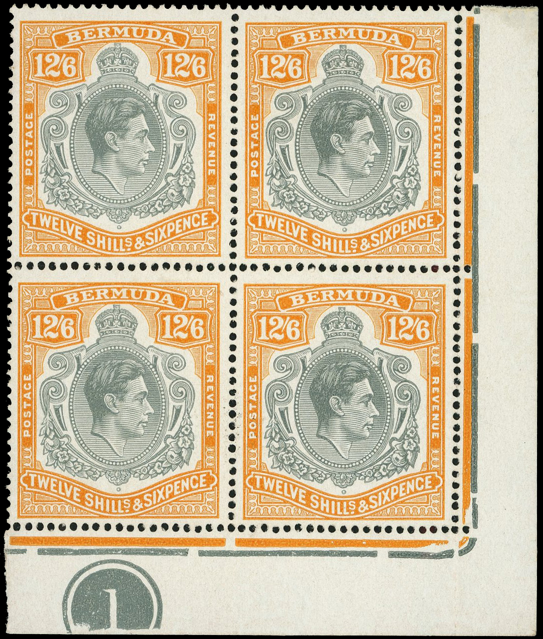 Bermuda SG 120c Plate block mint
