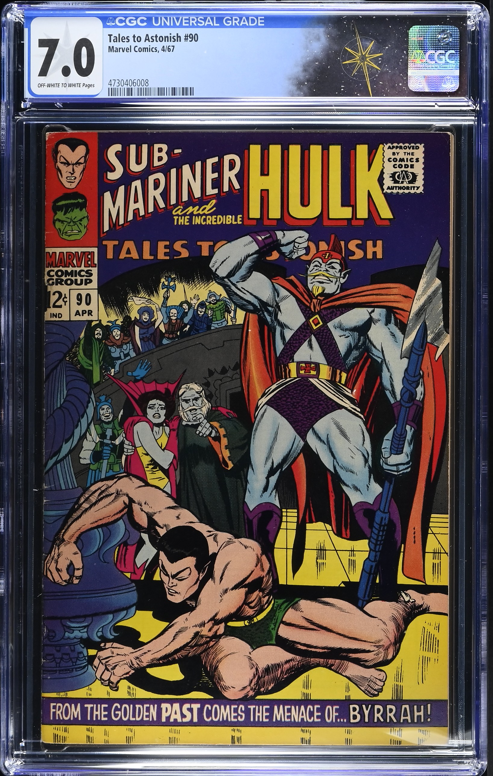 Tales to Astonish #90 CGC 7.0 1st Appearance of Abomination (Emil Blonsky) (Marvel Comics, 1967) Off-White to White Pages