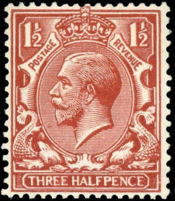 GB 1912-24 Royal Cypher 1½d deep chestnut in an ‘intense’ shade, mint large part o.g
