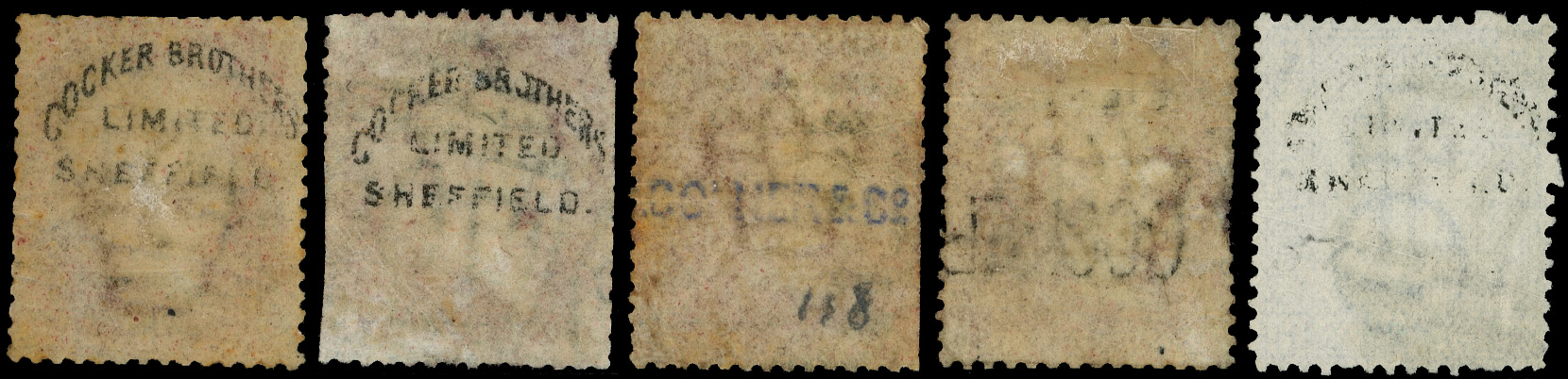 Great Britain 1874 Cocker Brothers Limited, Sheffield unofficial underprint